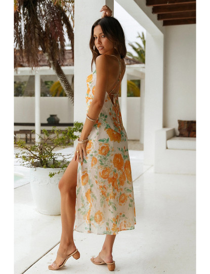 imagem de Vestido de Senhora Estampa Floral Laranja3