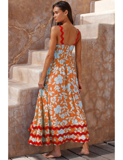 imagem de Vestido de Senhora Laranja Floral2