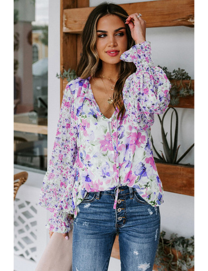 imagem de Blusa de Senhora Estampa Rosa Vermelha e Flores1