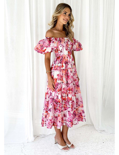 imagem de Vestido de Senhora Rosa e Branco Floral3