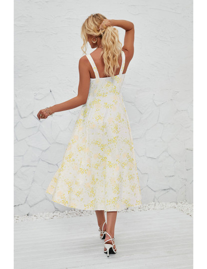 imagem de Vestido de Senhora Branco e Amarelo Floral2