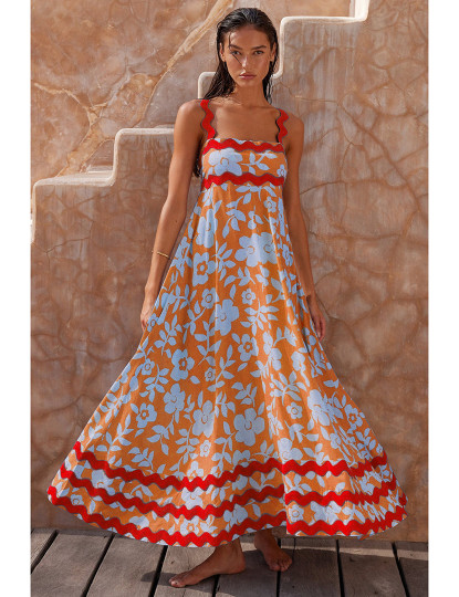 imagem de Vestido de Senhora Laranja Floral1