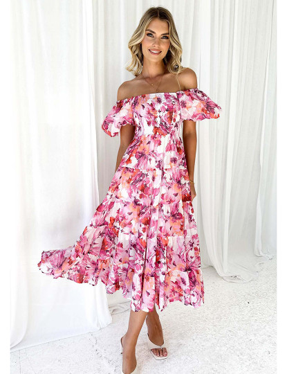 imagem de Vestido de Senhora Rosa e Branco Floral1