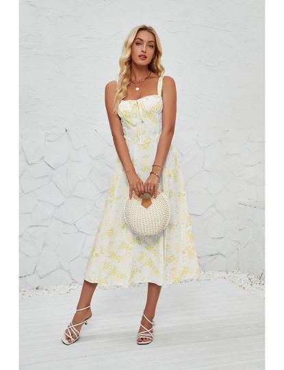 imagem de Vestido de Senhora Branco e Amarelo Floral1