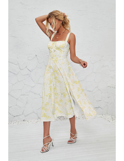 imagem de Vestido de Senhora Branco e Amarelo Floral3