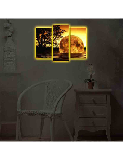 imagem de Tela Decorativa Led Lighted (3 Peças) Lua3