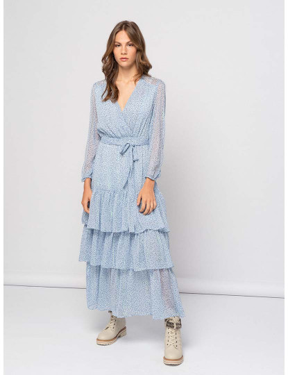 imagem de Vestido Longo Com Folhos Em Camadas  Senhora Lavanda1