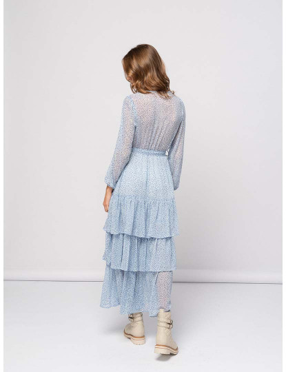 imagem de Vestido Longo Com Folhos Em Camadas  Senhora Lavanda5