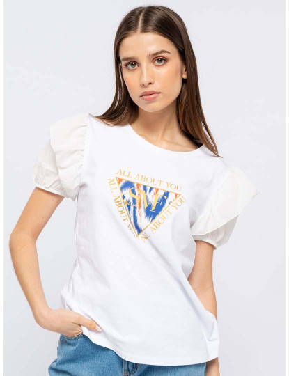 imagem de T-Shirt Com Manga Balão  Senhora Branco2