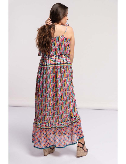 imagem de Vestido Longo Estampado Folho  Senhora Multicor4