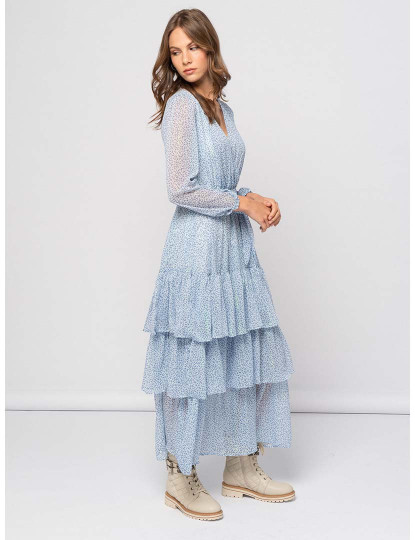 imagem de Vestido Longo Com Folhos Em Camadas  Senhora Lavanda2
