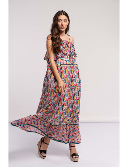 imagem de Vestido Longo Estampado Folho  Senhora Multicor1