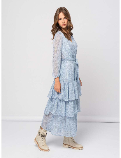 imagem de Vestido Longo Com Folhos Em Camadas  Senhora Lavanda3