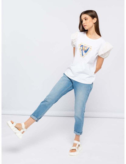 imagem de T-Shirt Com Manga Balão  Senhora Branco1