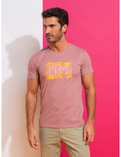 imagem de T-Shirt Básica Com Bordado Homem Rosa1