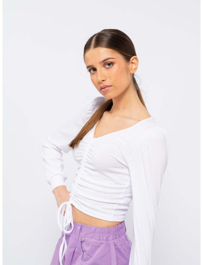imagem de Crop Top Com Franzido  Senhora Branco3