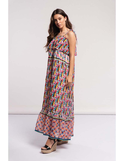 imagem de Vestido Longo Estampado Folho  Senhora Multicor2