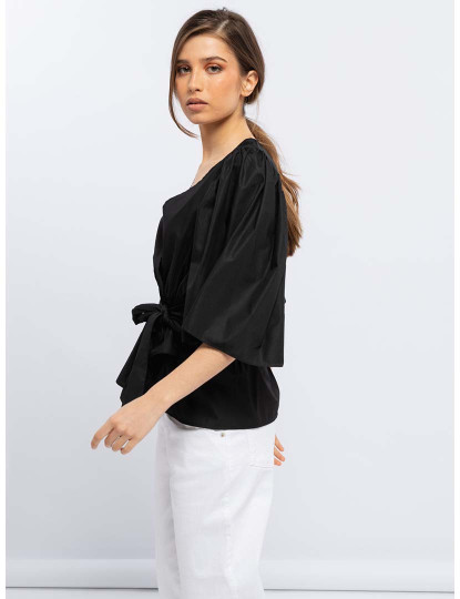 imagem de Blusa Com Laço Senhora Preto3