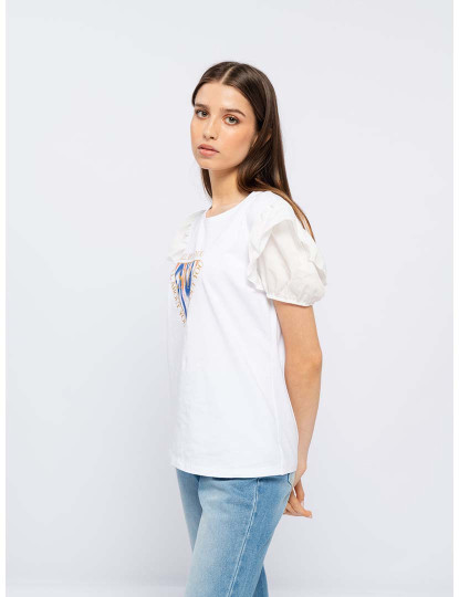 imagem de T-Shirt Com Manga Balão  Senhora Branco3