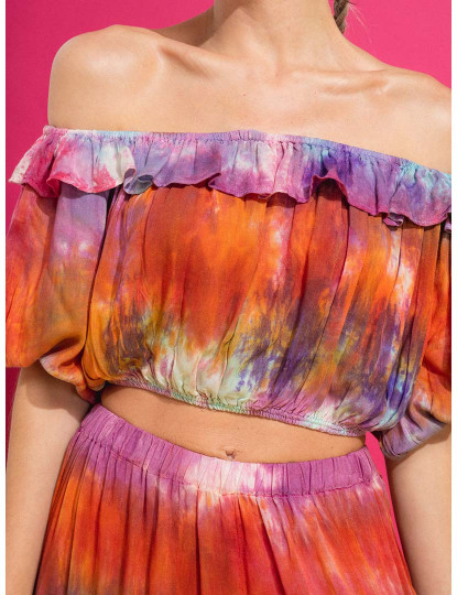 imagem de Blusa Estampada Com Folhos Senhora Multicor3