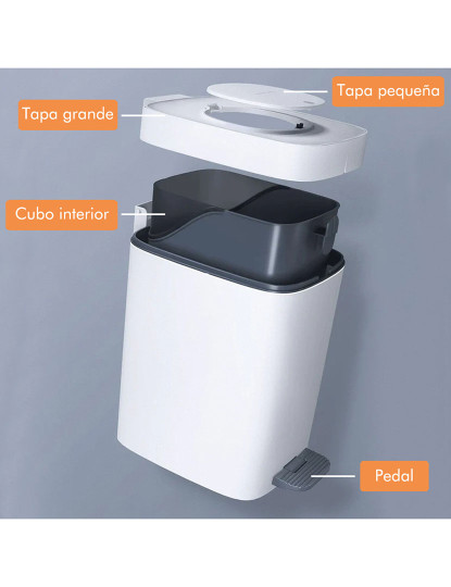 imagem de Lixeira quadrada de 15 l com pedal inclui 30 sacos de lixo.3