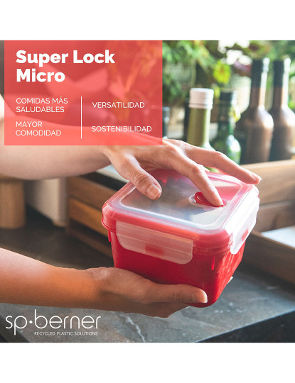 imagem de 2x super lock micro hermético 680 ml. adequado para cozinhar no microondas, ideal para transportar e armazenar alimentos, fecho de clipe, válvula4