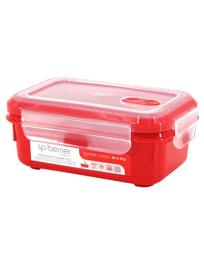 imagem de 2x super lock micro hermético 680 ml. adequado para cozinhar no microondas, ideal para transportar e armazenar alimentos, fecho de clipe, válvula5