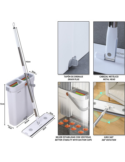 imagem de Conjunto de esfregão plano de microfibra e balde de torção Joybos2