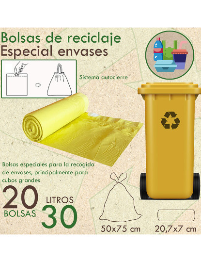 imagem de Pacote de lixo ou reciclagem 70l, vertical, 2 compartimentos, caixote do lixo, 76 cm, fácil gestão, inclui sacos de lixo adaptados (10l + 33