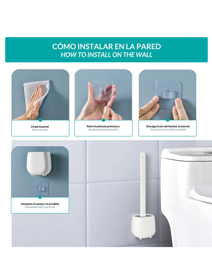 imagem de 3x escovas e suportes para vaso sanitário, escova e suporte para vaso sanitário, silicone e borracha termoplástica, branco5