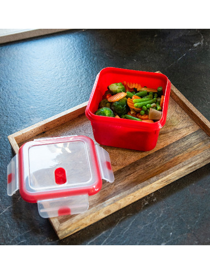 imagem de 2x super lock micro hermético 1 l., adequado para cozinhar no microondas, ideal para transportar e armazenar alimentos, fecho de clipe, válvula10