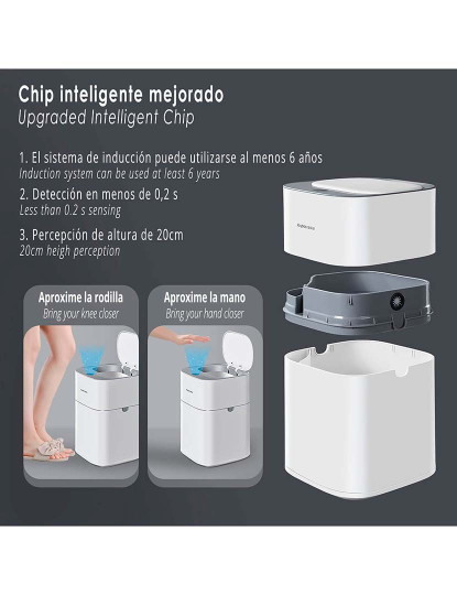 imagem de Caixote Lixo Inteligente 15 L Sensor De Abertura E Absorção De Ar4