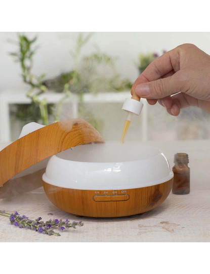 imagem de Humidificador Difusor de Aromas com LED Multicores Wooden-Effect InnovaGoods5