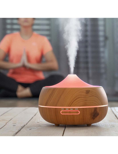 imagem de Humidificador Difusor de Aromas com LED Multicores Wooden-Effect InnovaGoods1