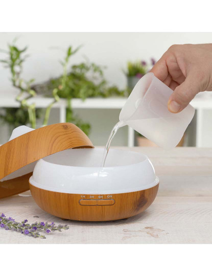 imagem de Humidificador Difusor de Aromas com LED Multicores Wooden-Effect InnovaGoods4