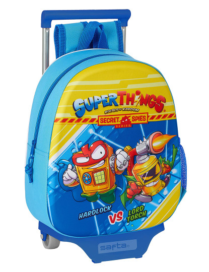 imagem de Mochila escolar com rodas SuperThings Azul Claro Modelo 3D1