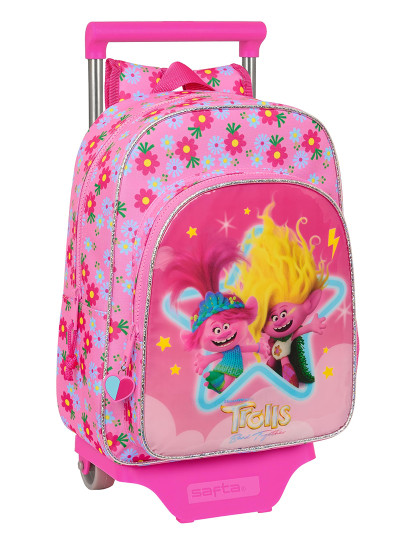 imagem de Mochila escolar com rodas Trolls rosa 26 x 34 x 11 cm1