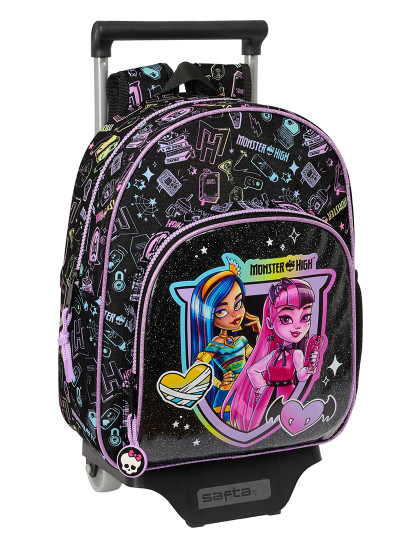 imagem de Mochila escolar com rodas Monster High preta 28 x 34 x 10 cm1