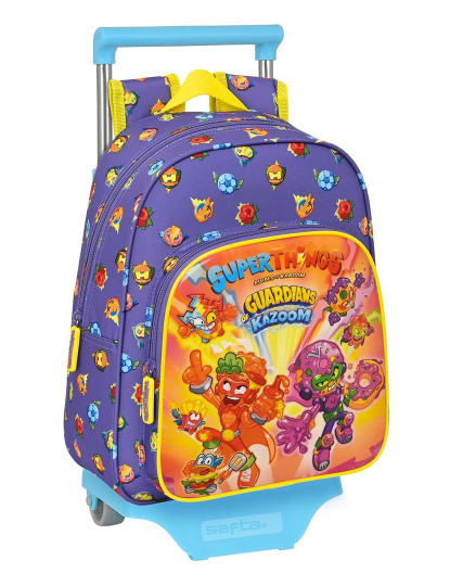 imagem de Mochila Escolar com Rodas SuperThings Guardians of Kazoom Roxo Amarelo (27 x 33 x 10 cm)1