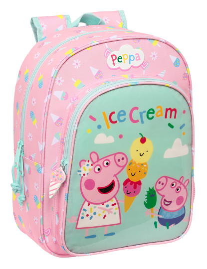 imagem de Mochila Escolar Peppa Pig Sorvete Rosa Menta 26 x 34 x 11 cm1