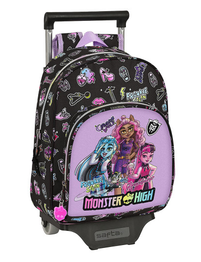 imagem de Mochila escolar com rodas Monster High Creep preta 28 x 34 x 10 cm1