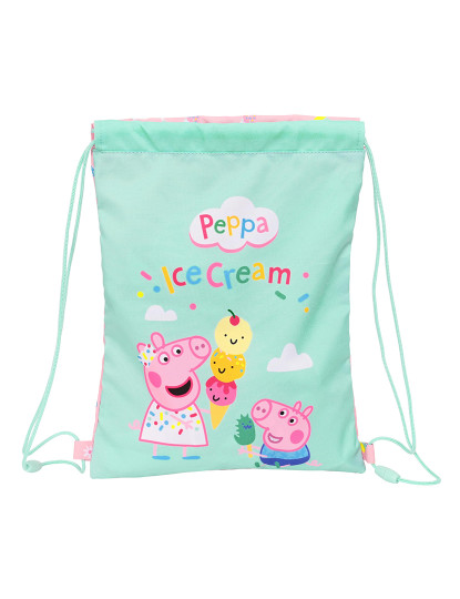 imagem de Mochila com Cordas Peppa Pig Sorvete Rosa Menta 26 x 34 x 1 cm1