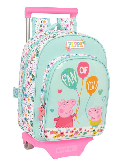 imagem de Mochila Escolar com Rodas Peppa Pig Canto aconchegante Azul Claro (26 x 34 x 11 cm)1