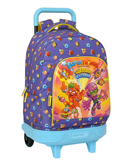 imagem de Mochila Escolar com Rodas SuperThings Guardians of Kazoom Roxo Amarelo (33 x 45 x 22 cm)1