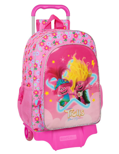 imagem de Mochila escolar com rodas Trolls rosa 33 x 42 x 14 cm1