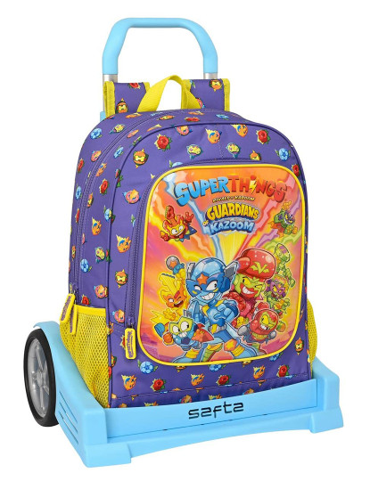 imagem de Mochila Escolar com Rodas SuperThings Guardians of Kazoom Roxo Amarelo (32 x 42 x 14 cm)1