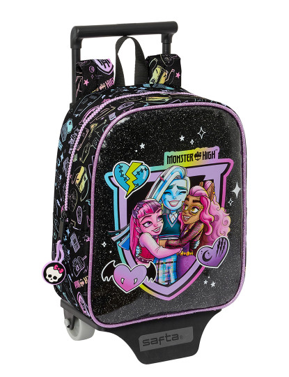 imagem de Mochila escolar com rodas Monster High preta 22 x 27 x 10 cm1