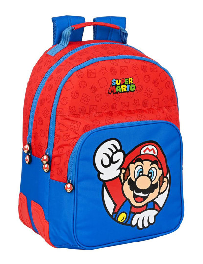 imagem de Mochila Escolar Super Mario Vermelho Azul (32 x 42 x 15 cm)1