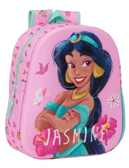 imagem de Bolsa infantil 3D Disney Princess Jasmine Rosa 27 x 33 x 10 cm1