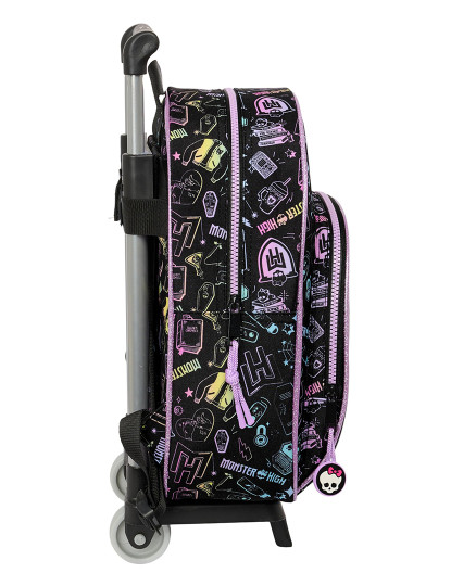 imagem de Mochila escolar com rodas Monster High preta 28 x 34 x 10 cm2